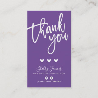 Carte De Visite MERCI POUR VOTRE COMMANDE insérer moderne violet