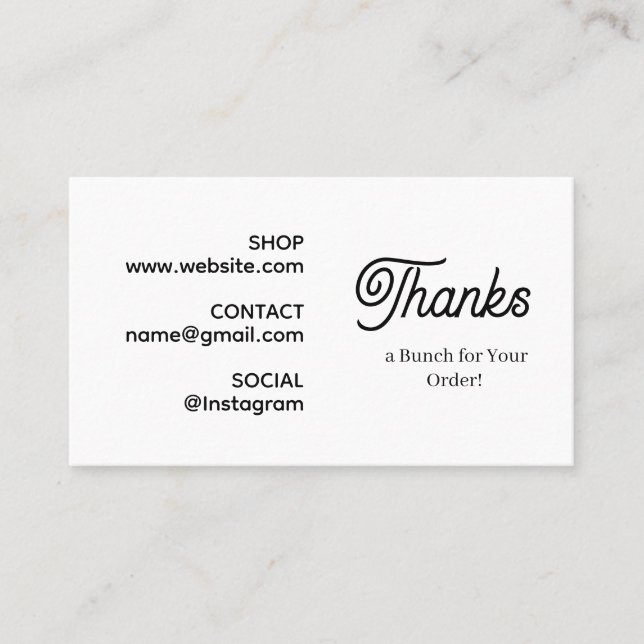 Carte De Visite Merci pour votre commande | Logo moderne monochrom (Devant)