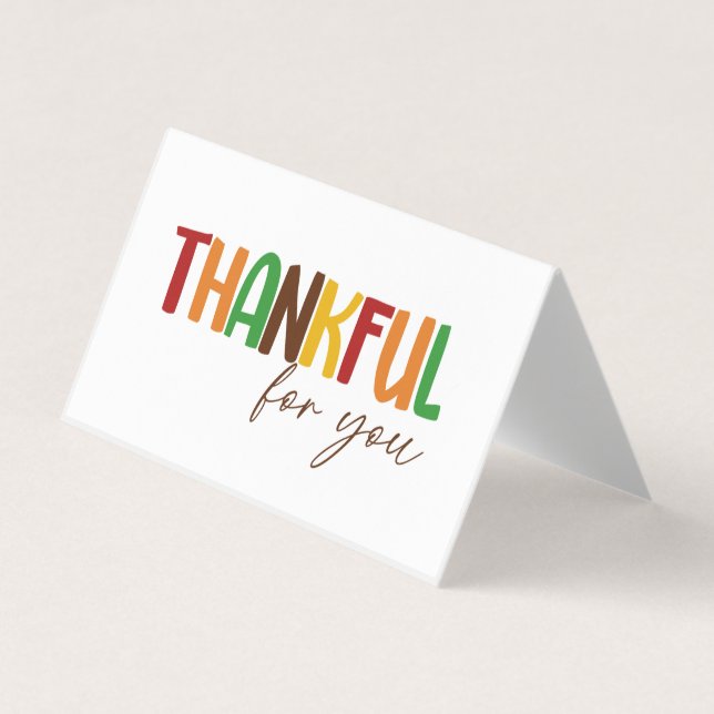 Carte De Visite Merci Pour Vous Thanksgiving Treat Bag Topper (Devant)