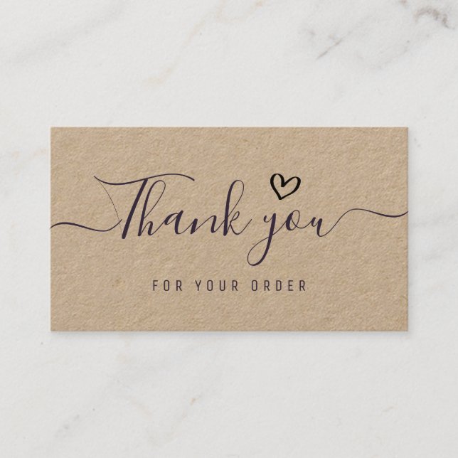 Carte De Visite merci script kraft insert (Devant)