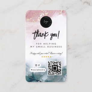 Carte De Visite Merci Social Media QR Code & Logo Aquarelle