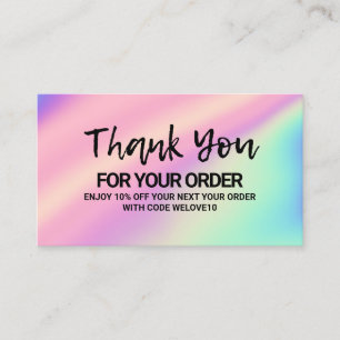 Carte De Visite Merci Trendy Colour Holo Remise