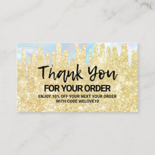Carte De Visite Merci Trendy Gold Parties scintillant instagram Re