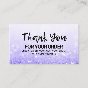 Carte De Visite Merci Trendy Purple Parties scintillant Instagram 
