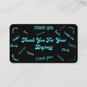 Carte De Visite Merci Turquoise/noir personnalisable