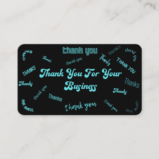 Carte De Visite Merci Turquoise/noir personnalisable (Devant)