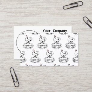 Carte De Visite Mère Hen nichant sur l'oeuf monogramme