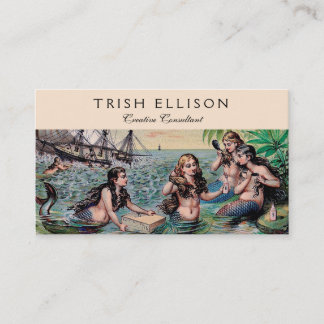 Carte De Visite Mermaid Antique Magie Océan Nautique