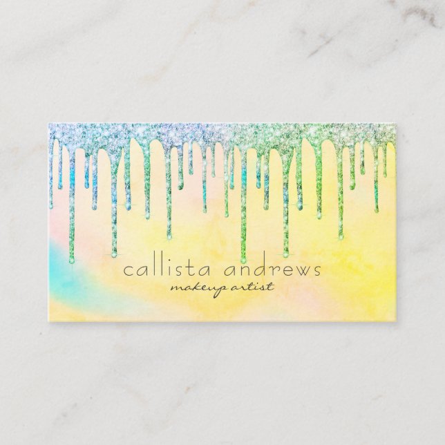 Carte De Visite Mermaid Green Jaune Parties scintillant Drives Art (Devant)