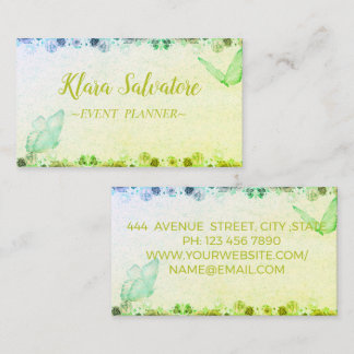 Carte De Visite Merveilleux Extraordinaire doux vert avec papillon