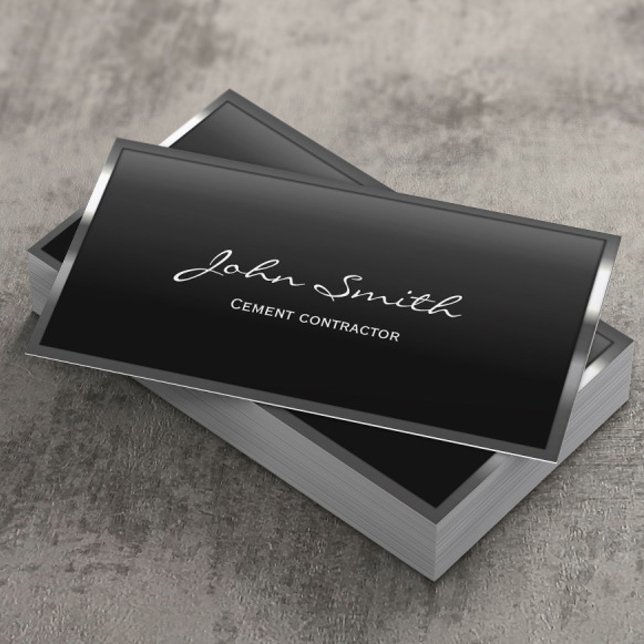 Carte De Visite Metal Border Cement Contractor Business Card (Créateur téléchargé)