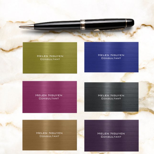 Carte De Visite Métal brossé bleu acier inoxydable (Créateur téléchargé)