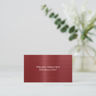Carte De Visite Métal brossé Rouge acier inoxydable
