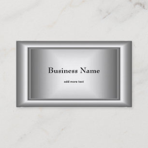 Carte De Visite Métal Chrome Élégant Noir & Blanc Style Argent 5
