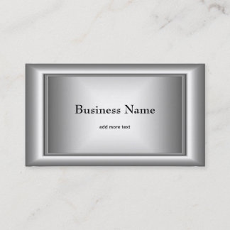 Carte De Visite Métal Chrome Élégant Noir & Blanc Style Argent 5