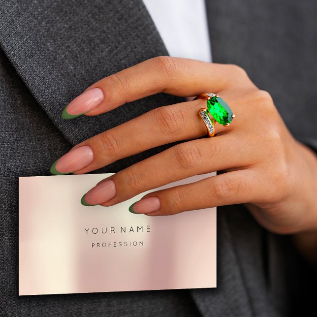 Carte De Visite Métal de soie Rose Pearly Abstrait (Rose Blush Pearly Abstract Minimal Silk Metal Business Card)