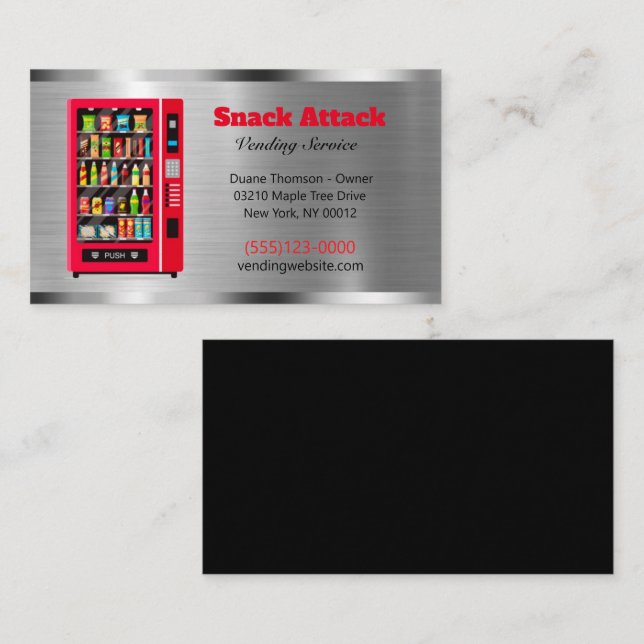 Carte De Visite Metal Design Food Snack Service de vente de vendeu (Devant / Derrière)