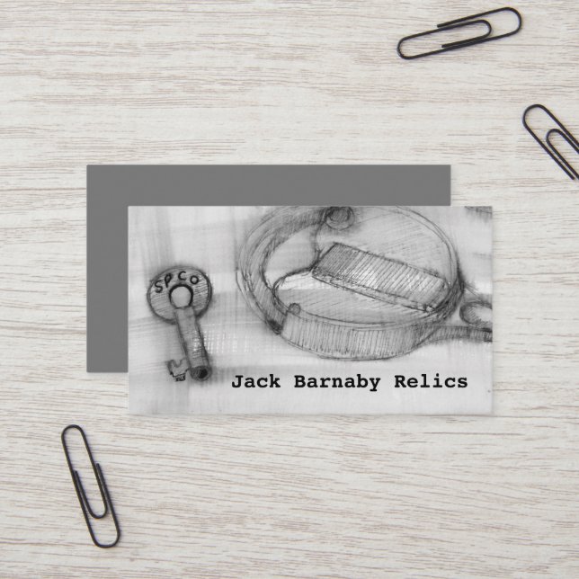 Carte De Visite Métal Détection des reliques Ferroviaire Clé Tréso (Devant/Arrière en situation)