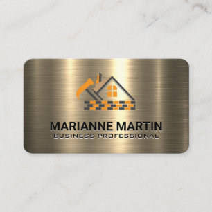Carte De Visite Métal doré   Logo Home Hammers   Réparation