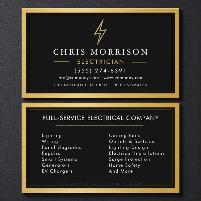 Carte De Visite Metal Electrician Electrical Contractor Black (Créateur téléchargé)