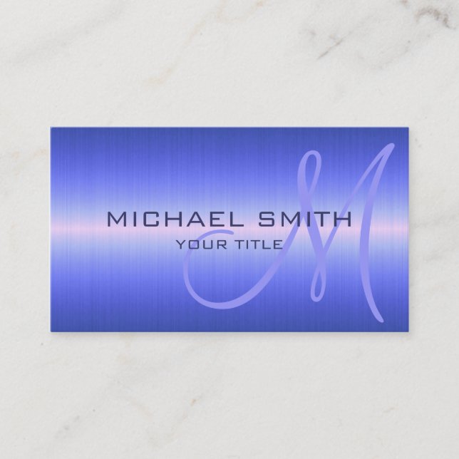 Carte De Visite Métal en acier inoxydable bleu 2 (Devant)