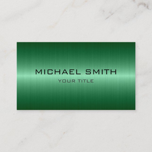 Carte De Visite Métal fait sur commande d'acier inoxydable de vert (Devant)
