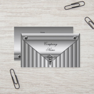 Carte De Visite Métal Look Blanc Argent Elégant Profil