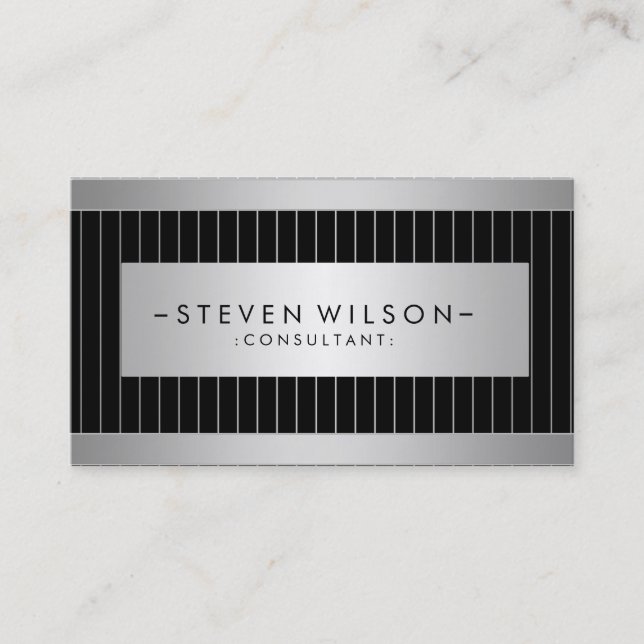 Carte De Visite Metal Professional Moderne Élégant Noir (Devant)
