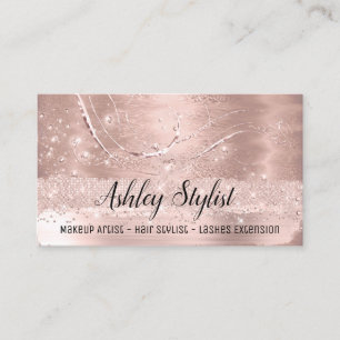 Carte De Visite Métal rose VIP de peau de mèche de salon de