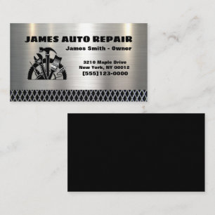 Carte De Visite  Metal Tool Design Automotive Mechanic Auto Repair