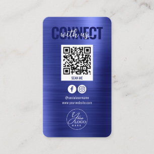 Carte De Visite Metallic Blue Se Connecter Avec Les Médias Sociaux