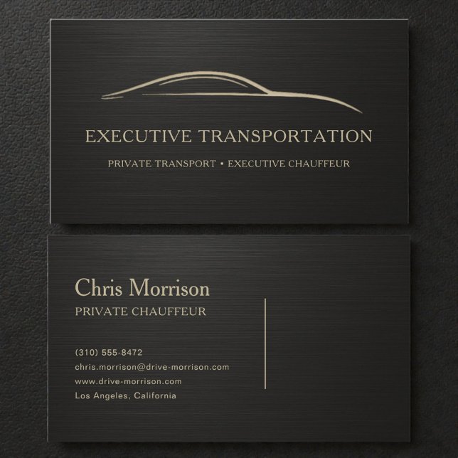 Carte De Visite Metallic Executive Transport Black & Gold (Créateur téléchargé)
