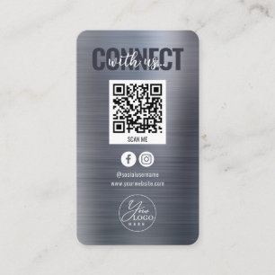 Carte De Visite Metallic Grey Connectez-Vous Avec Les Médias Socia
