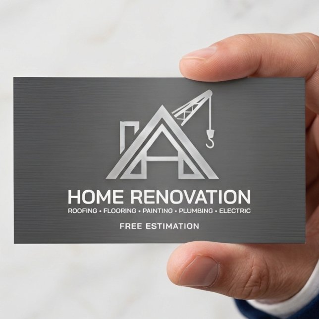 Carte De Visite Metallic Home Renovation Structural Contractor (Créateur téléchargé)