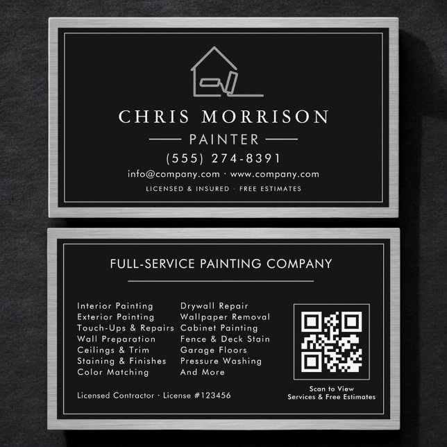 Carte De Visite Metallic House Painter QR Code Painting  (Créateur téléchargé)