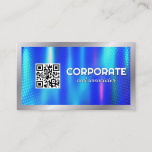 Carte De Visite Métallique bleue Code QR Entreprise