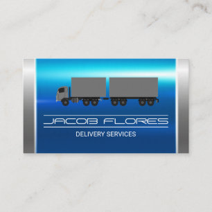 Carte De Visite Métallique d'argent bleu Semi-camion