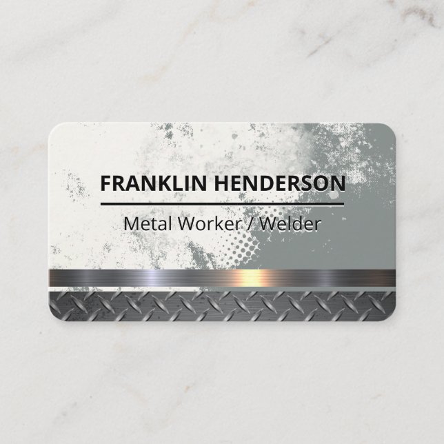 Carte De Visite Métallique | Fond Grunge | Construction (Devant)