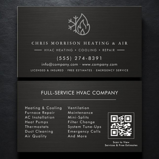 Carte de visite métallique QR Code pour services C (Créateur téléchargé)