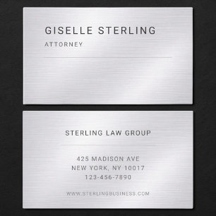 Carte de visite métallisée argentée pour Avocat