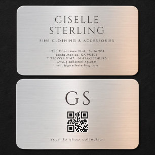 Carte de visite métallisée pour boutique de vêteme