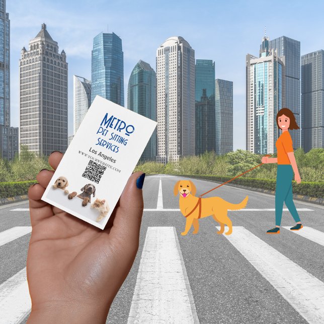 Carte De Visite Metro Animet assis Los Angeles QR Code (Pet Sitting Business Cards)