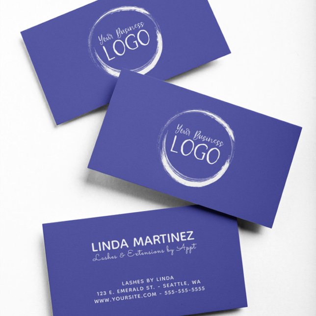 Carte De Visite Mettez Mon Logo Blanc Sur Fond Bleu (Put My White Logo On Blue Business Card)