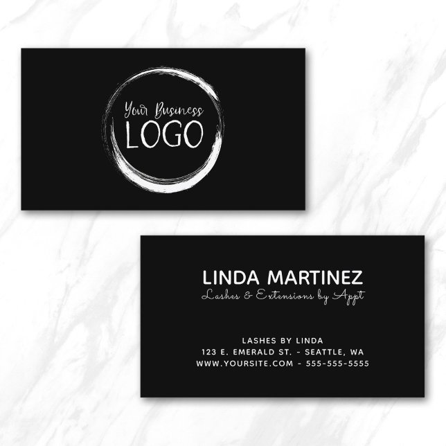 Carte De Visite Mettez mon logo blanc sur fond noir (Put My White Logo On Black Business Card)