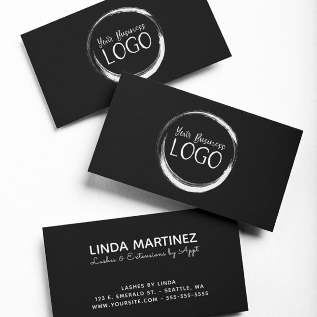 Carte De Visite Mettez mon logo blanc sur fond noir (Put My White Logo On Black Business Card)