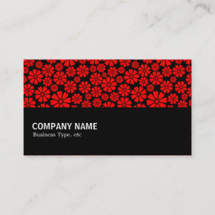 Carte De Visite Mi-chemin - 8 pétales - Rouge sur Noir