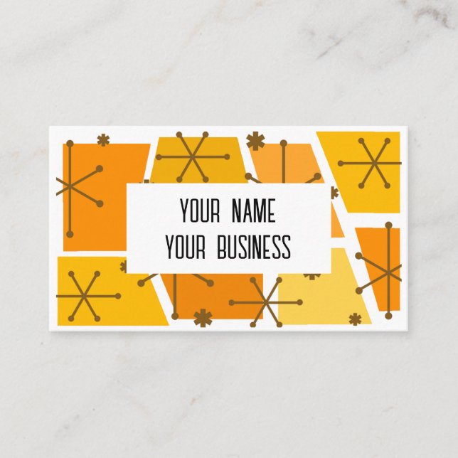 Carte De Visite Mi-siècle Moderne Pop Art Orange (Devant)