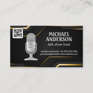 Carte De Visite Mic   Hôte Podcast   Code QR