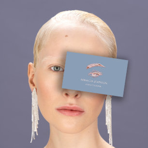 Carte De Visite Microblade Lashes Brows Maquillage Logo Rose Bleu