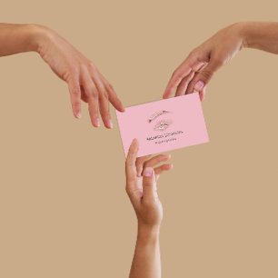 Carte De Visite Microblade Lashes Brows Maquillage Logo Rose rose